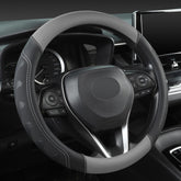 Giant Panda steering wheel cover closeup shows premium leather texture for better grip.