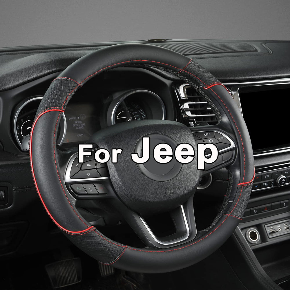 GIANT PANDA steering wheel cover with custom fit for Jeep Wrangler, enhances grip.
