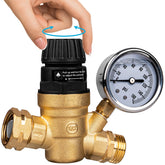 Gickbusus RV regulator with gauge for adjustable campground water pressure