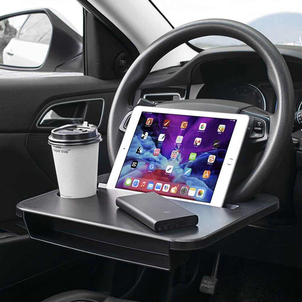 Gihunk double-use steering wheel tray with cup holder for meals on the go