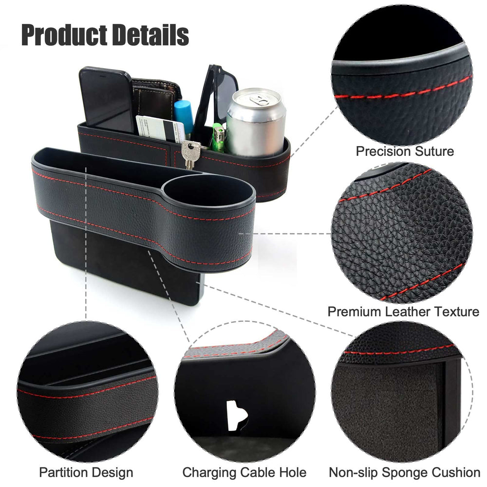 Gihunk gap organizer between seat and console prevents items from dropping.