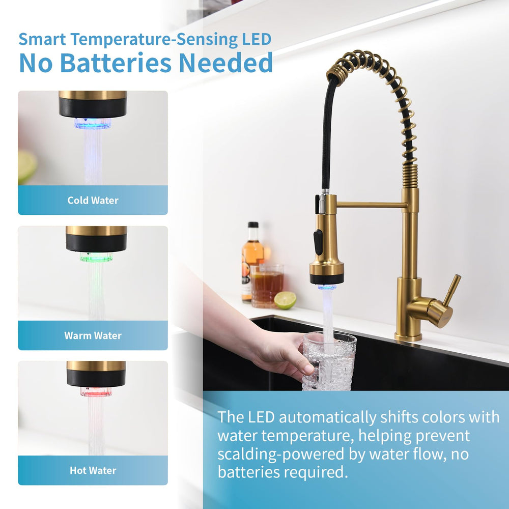 Premium 304 stainless steel with brushed gold finish on the GIMILI faucet.