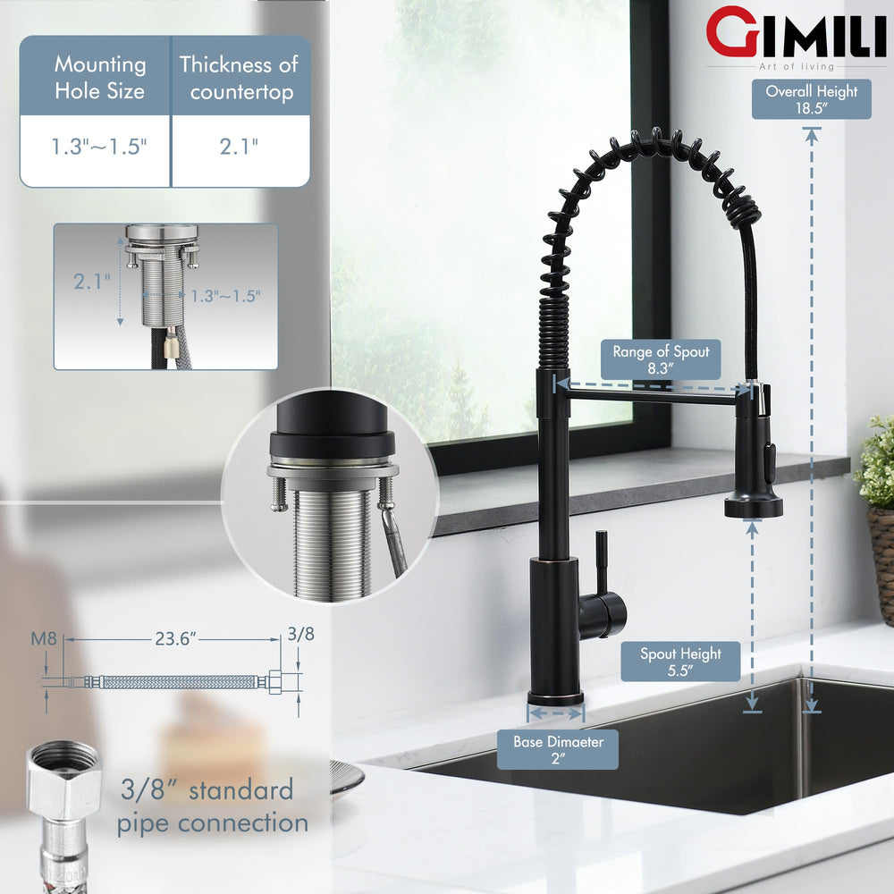 Extended spout view of GIMILI bronze kitchen faucet for thorough rinsing
