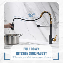 GIMILI retractable hose faucet reaches corners for thorough sink cleaning.