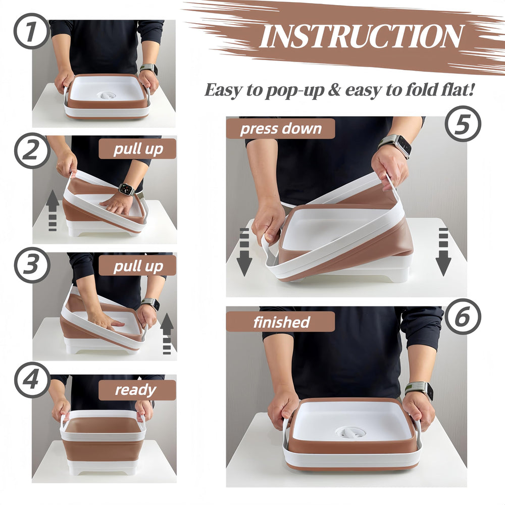 GIMWA collapsible wash basin elevated feet keep stability during use.