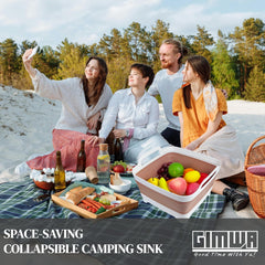GIMWA collapsible wash basin expanded size for easy dish prep in small spaces.