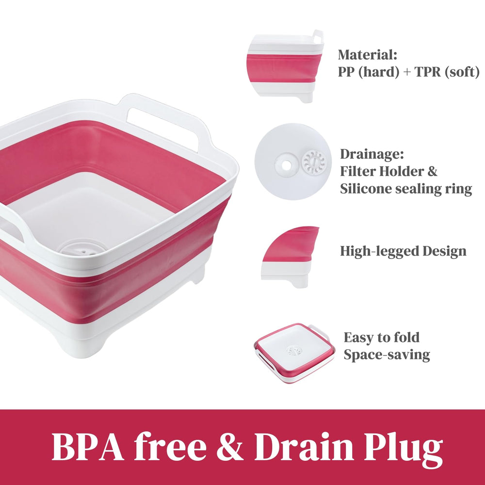 GIMWA space-saving dish tub; folds flat for tidy kitchen storage.