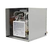 Girard tankless RV water heater front view shows compact installation and easy access.