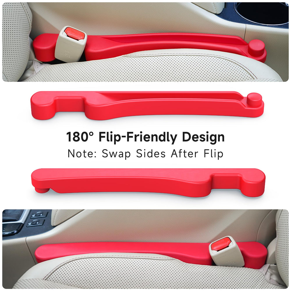 Givifive gap filler on the driver side stores essentials neatly.