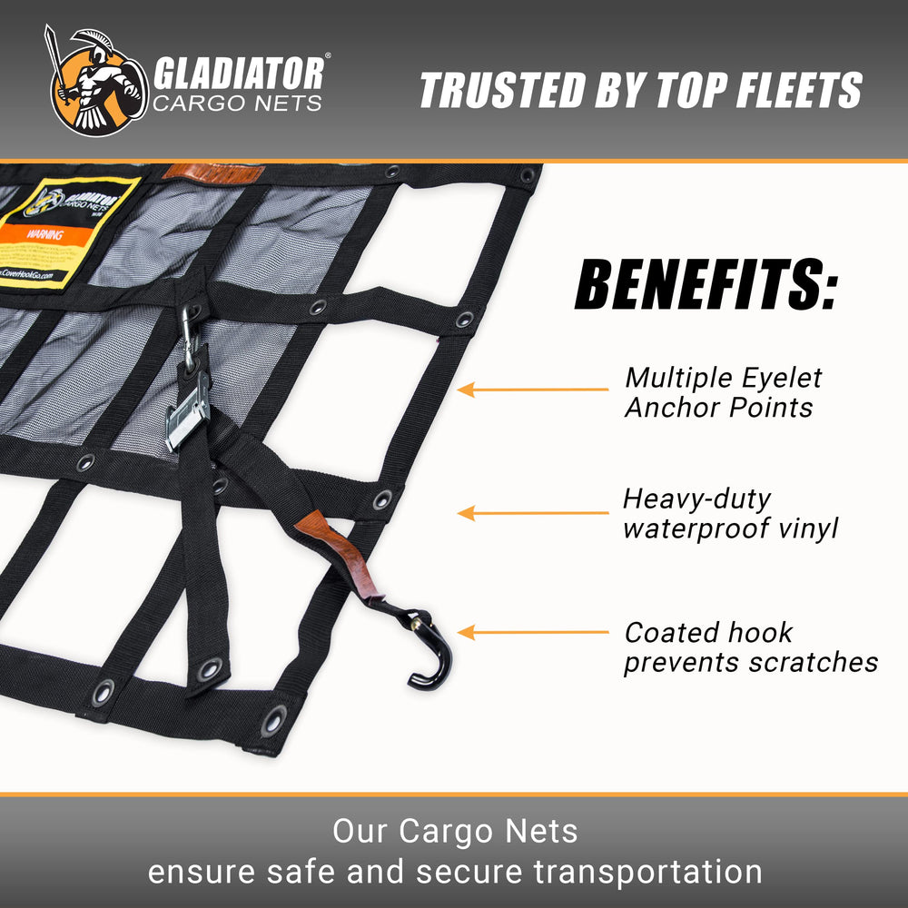 Gladiator Cargo Nets ideal for boat, trailer, or Jeep cargo organization.