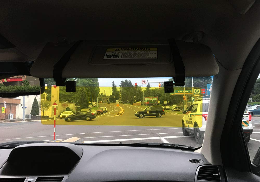 Glare Guard G contrast-boost visor enhances dark road visibility and lane awareness.
