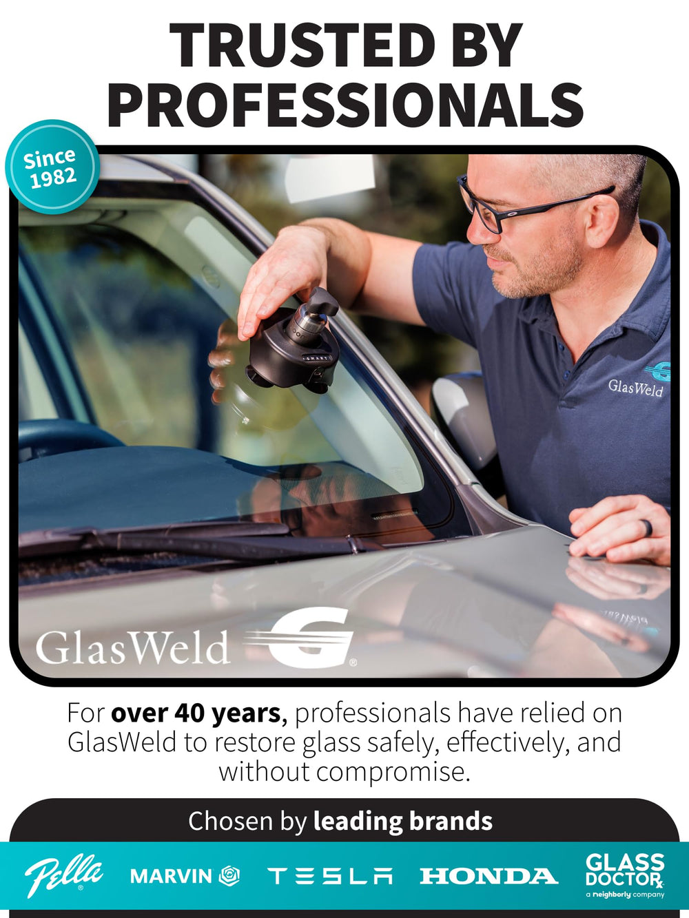 GlasWeld repair kit complete package shown for technicians