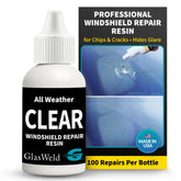 GlasWeld windshield resin bottle for chip repairs with clear tint