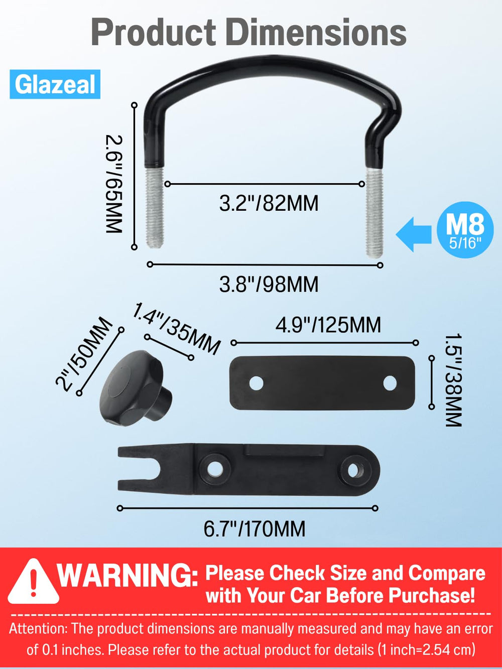 Glazeal clamps with 90mm center-to-center spacing for stable roof rack mounting
