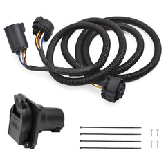 Gledewen 7-pin trailer harness extension showing a 7-foot setup for easy truck bed wiring