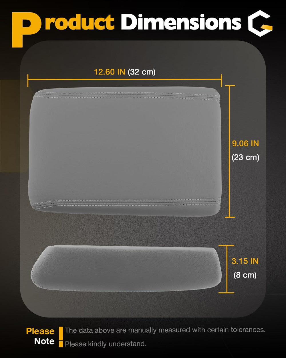 Gledewen center console lid grey with soft-close reduces rattling on Saturn Outlook drives