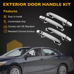 Gledewen chrome exterior door handle rear-left for Camry, rust-resistant finish.