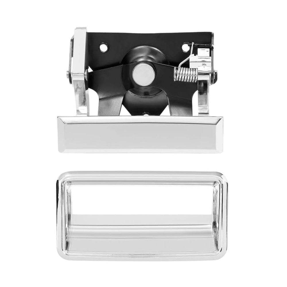 Gledewen chrome tailgate handle set front view with OEM-inspired shine