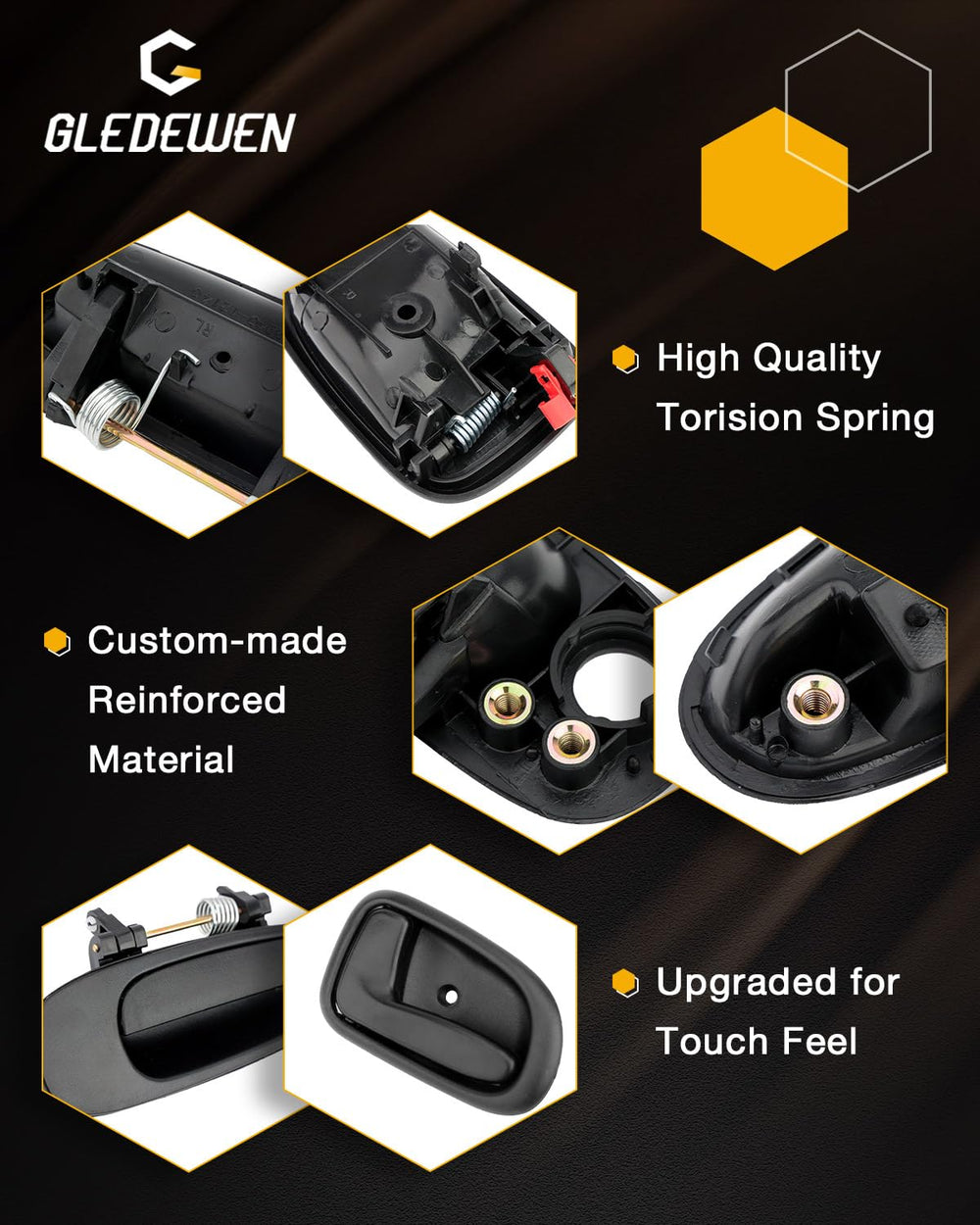 Gledewen interior front-right door handle, matte black, consistent feel.