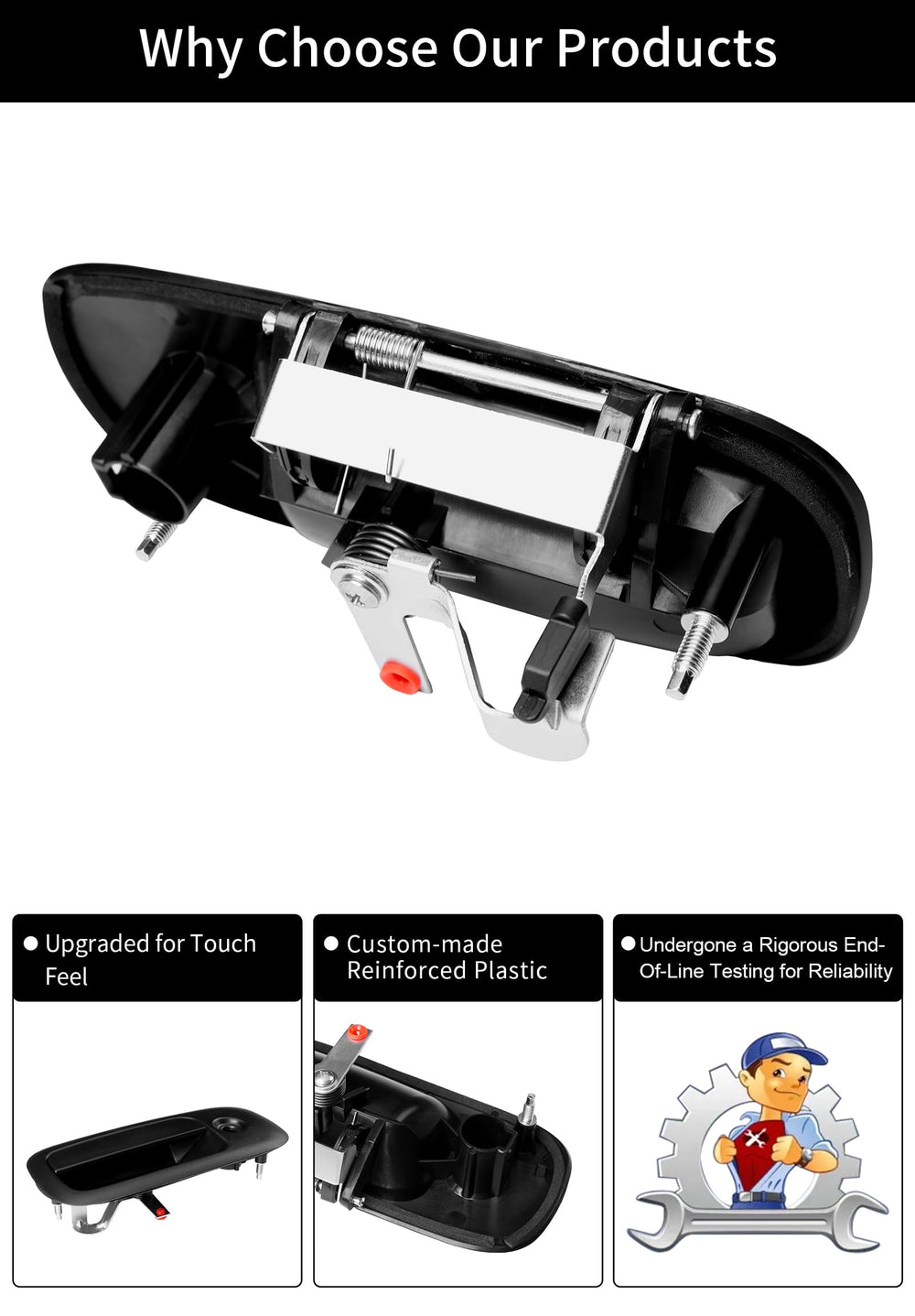 Gledewen door handle packaging – textured black finish for Chevy Express van