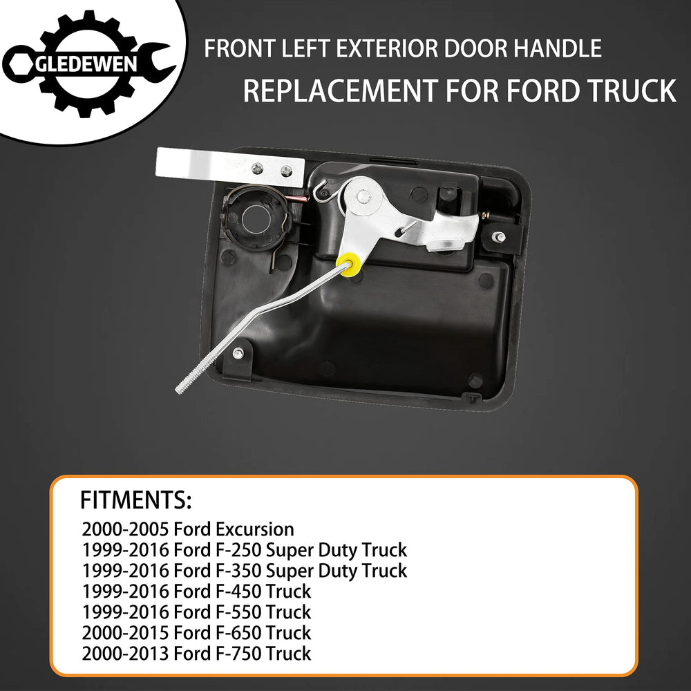 Gledewen exterior door handle front-left for Ford F-250 with OEM-like fit.