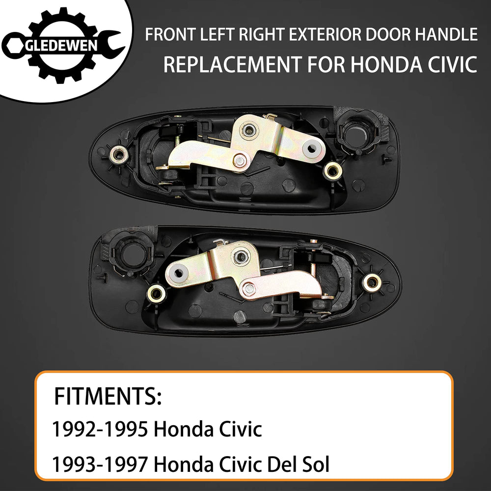 Gledewen exterior front-left door handle with keyhole, durable replacement for Civic Del Sol