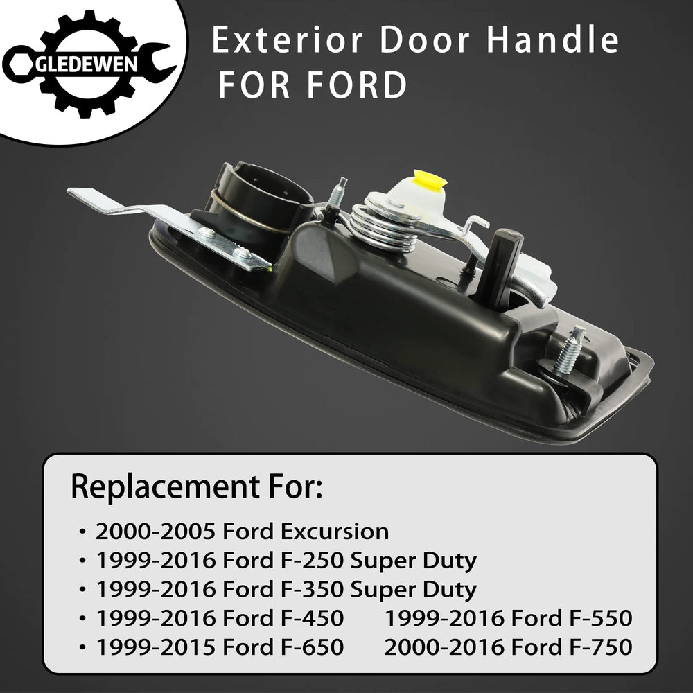 Gledewen exterior front right door handle with key hole for Ford Super Duty; easy install.
