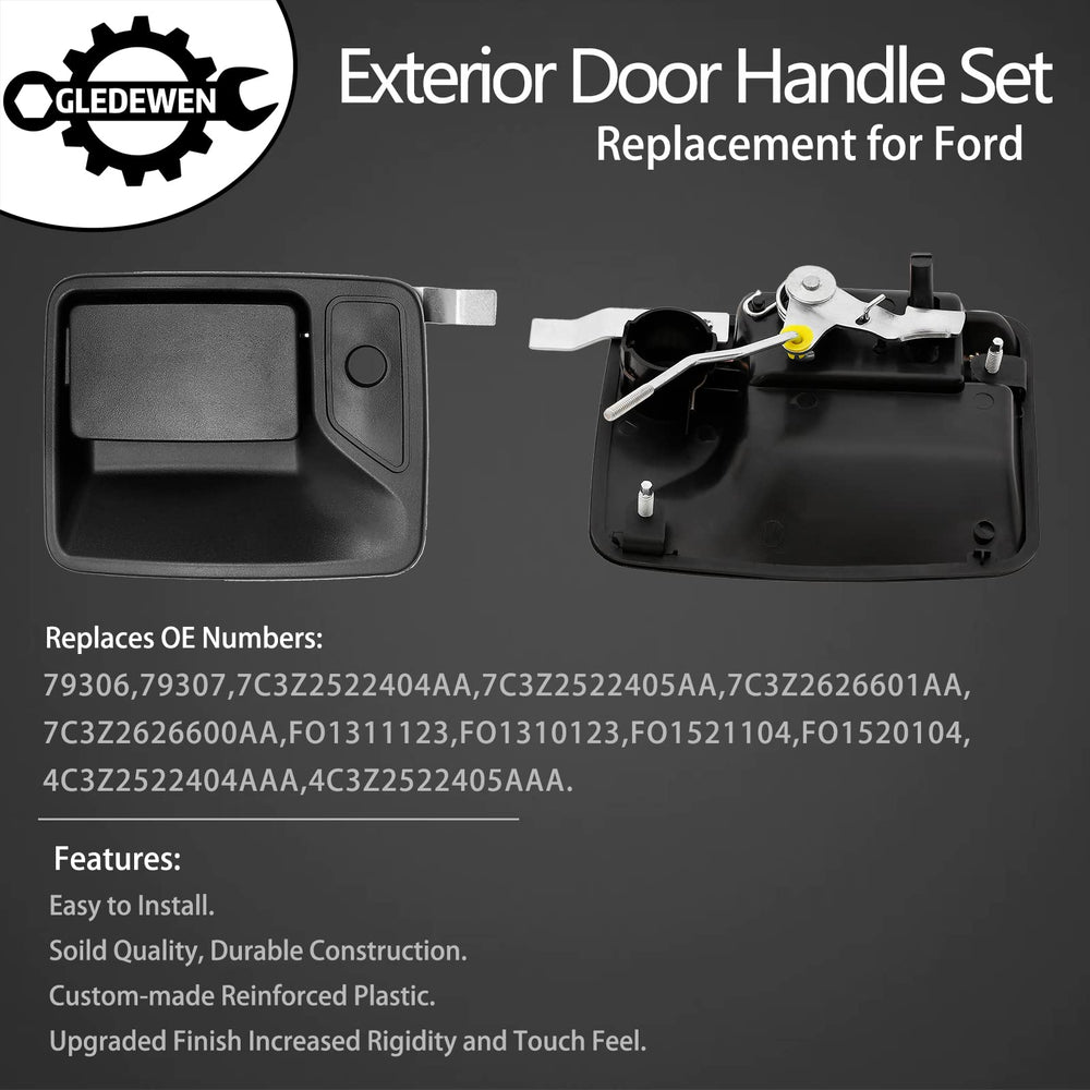 Gledewen exterior rear left door handle for Ford Super Duty; durable exterior upgrade.