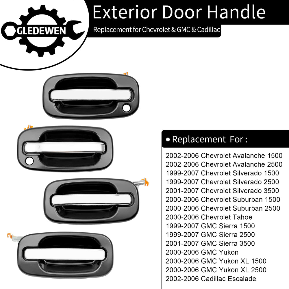 Gledewen front exterior left door handle with chrome lever for a consistent look.