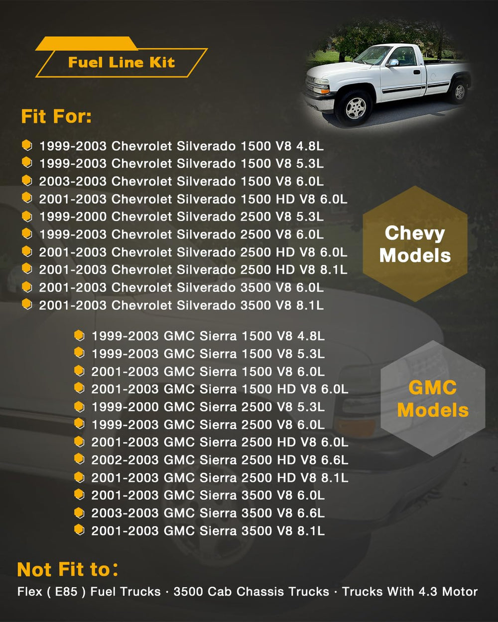Gledewen fuel lines kit: engine-to-filter line for precise fuel flow and proper fit.