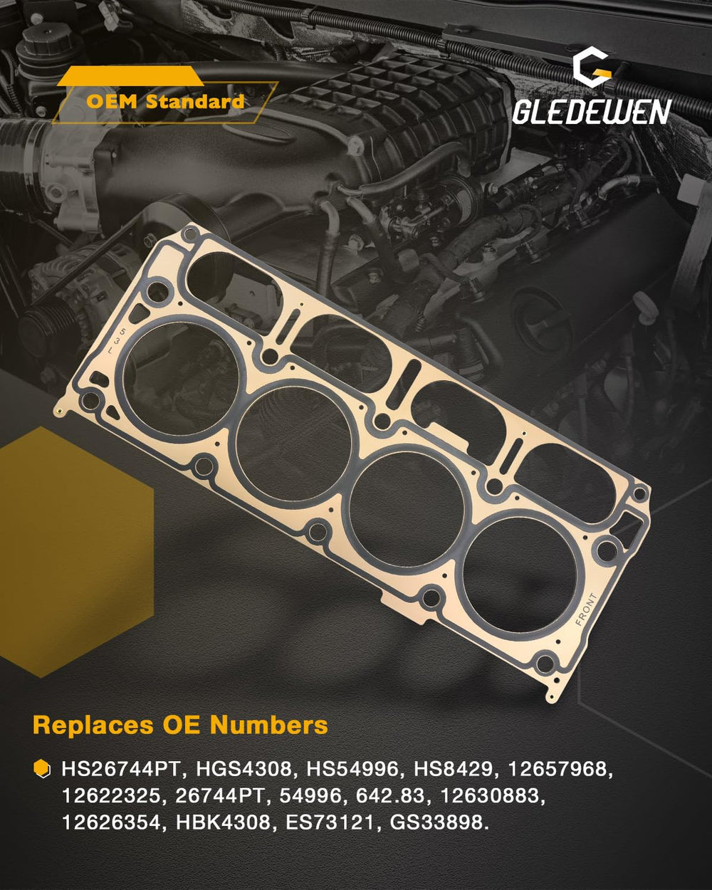 Gledewen MLS head gasket technology promotes durable high temperature sealing.