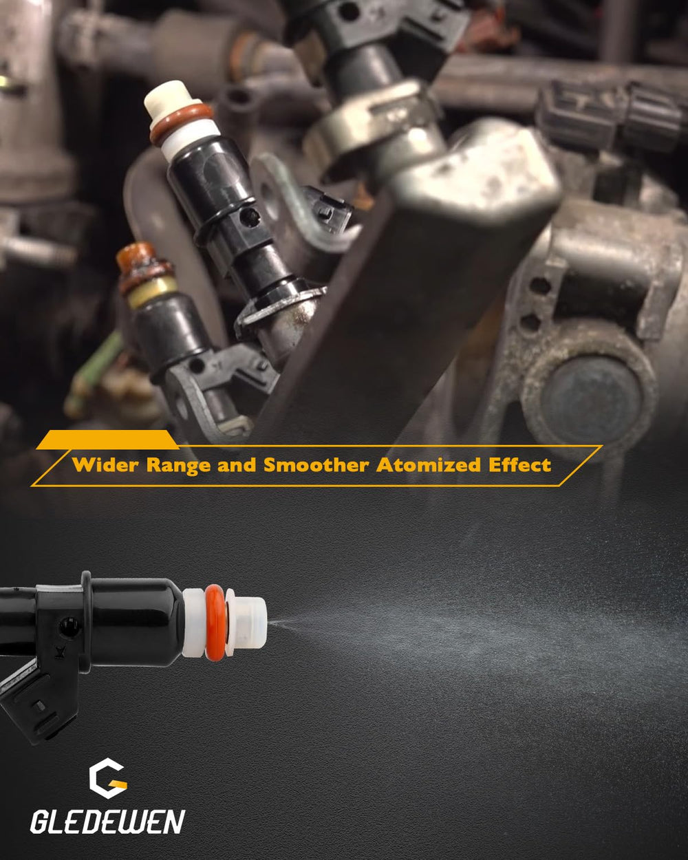 Gledewen OE-number compatible injector for exact OEM fit.