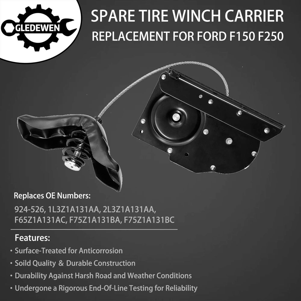 Gledewen spare tire hoist mounted on compatible Ford F-150 for reliable fit