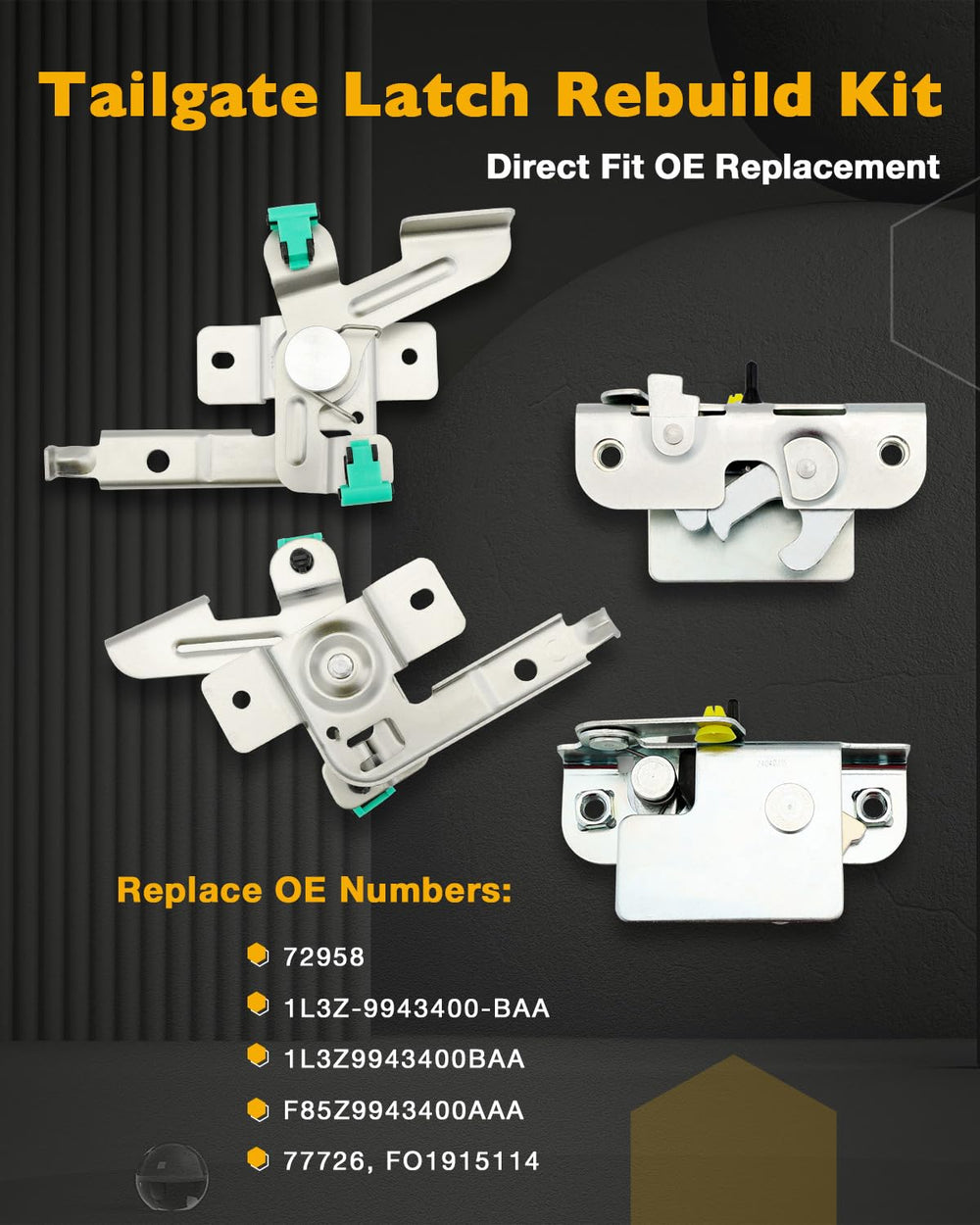 Gledewen tailgate center latch component improves alignment and secure closure.
