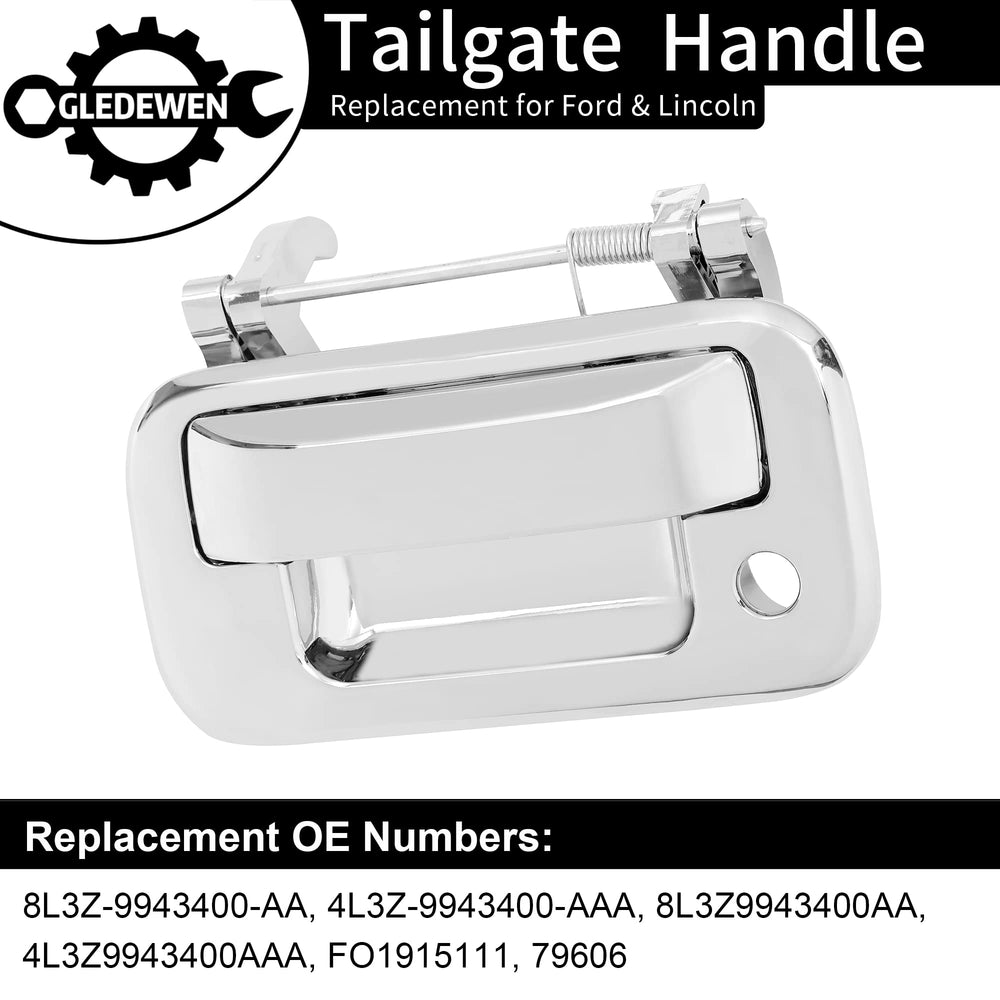 Gledewen chrome tailgate handle finish closeup highlighting bright shine