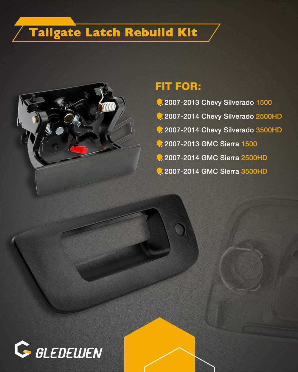 Gledewen tailgate latch rebuild kit assembly right mirrors OEM performance