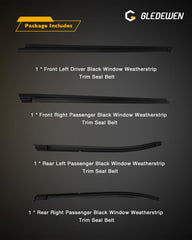 Gledewen packaging confirms a complete four-piece window seal set.