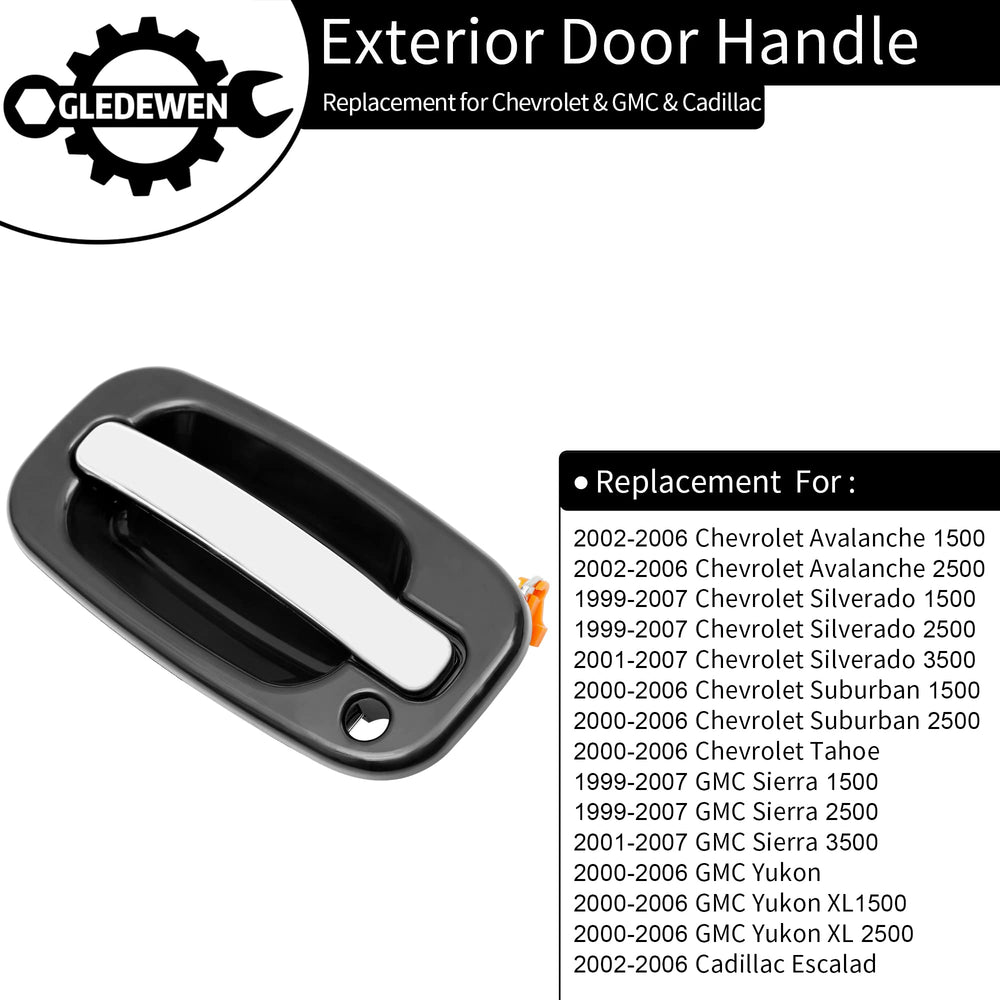 Gledewen front-left chrome exterior door handle with keyhole for smooth operation