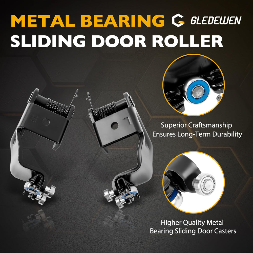Gledewen metal bearing roller mounting holes align precisely for install.