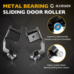 Gledewen metal bearing roller mounting holes align precisely for install.