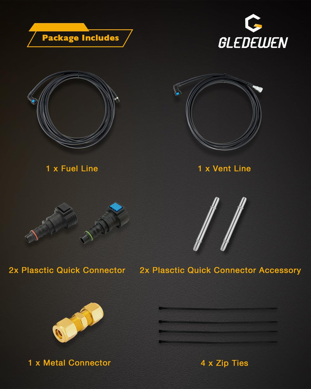 Gledewen zip ties secure lines and minimize movement.