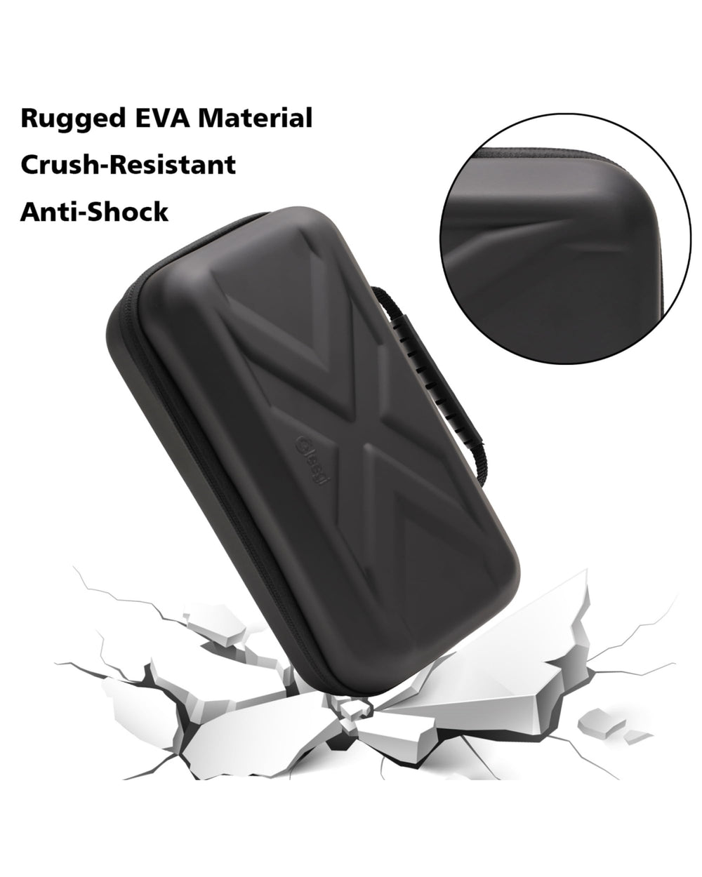 Gleegi heavy-duty EVA shell absorbs impacts on the go.