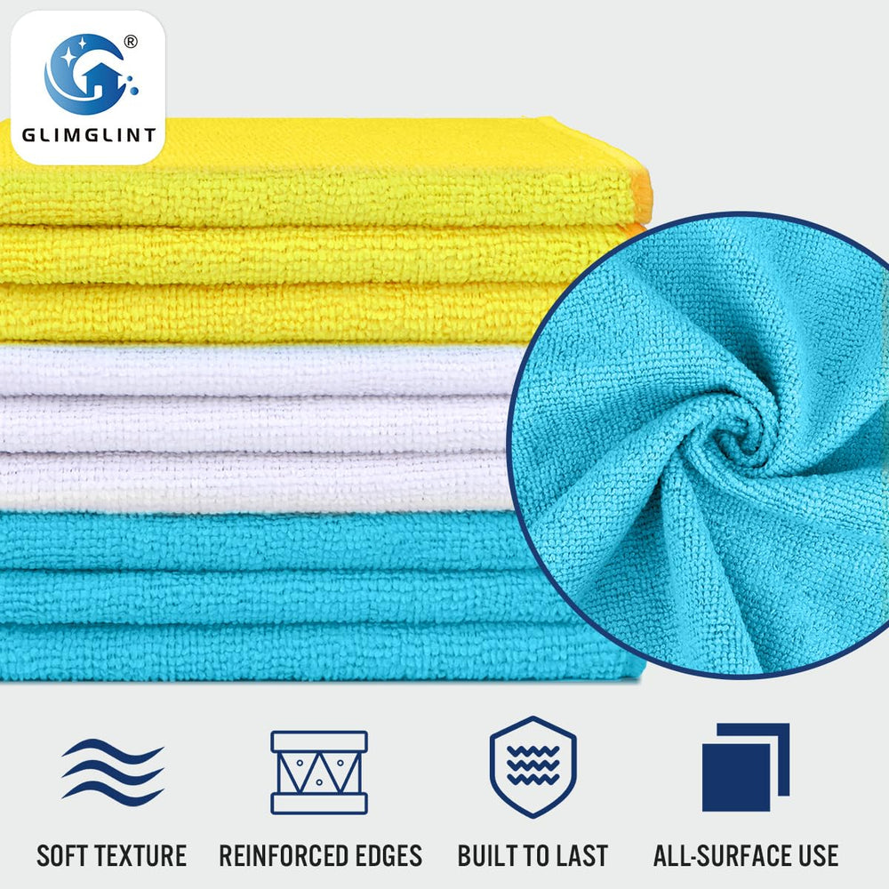 GLIMGLINT absorbent microfiber towels soak up spills without lint.