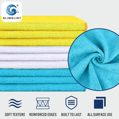 GLIMGLINT absorbent microfiber towels soak up spills without lint.