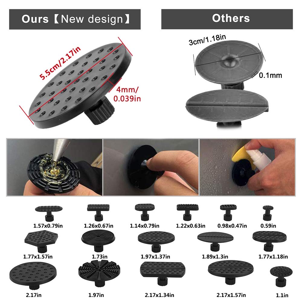 GLISTON paintless dent repair kit preserves original finish during removal.