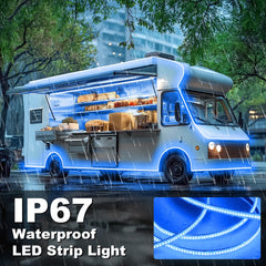 Gliztech RV exterior canopy lighting IP67 blue for all weather