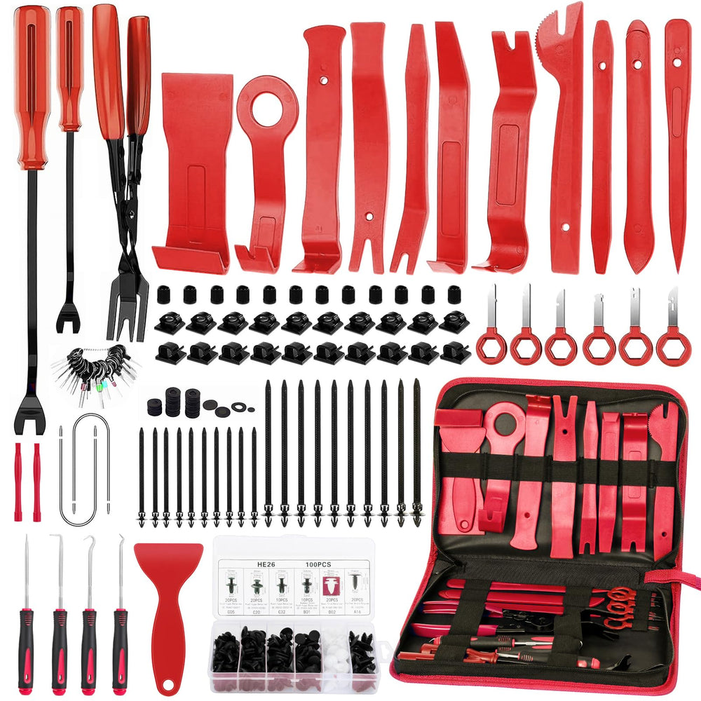 GLK 248pcs trim removal tool set with ergonomic blue handles for auto interiors.