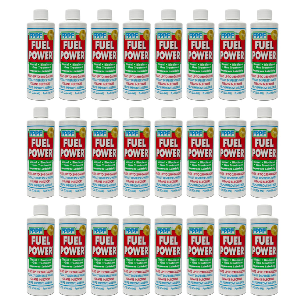 Global Parts Distributors 24 FPPF bottle pour showing easy diesel additive use for cleaner injectors