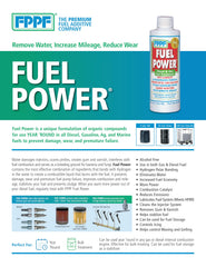 Global Parts Distributors 24 FPPF label closeup highlighting product benefits for diesel efficiency