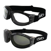 Global Vision Eliminator Deluxe clear-lens goggles for night rides with UV400 protection.